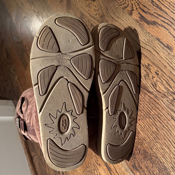 UGG Brown Suede Boots with Leather Strap - Picture 9 of 9